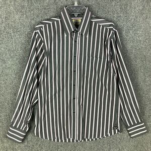 Enzone Button Up‎ Shirt Men's Medium Striped Long Sleeve 100% Cotton Adults M